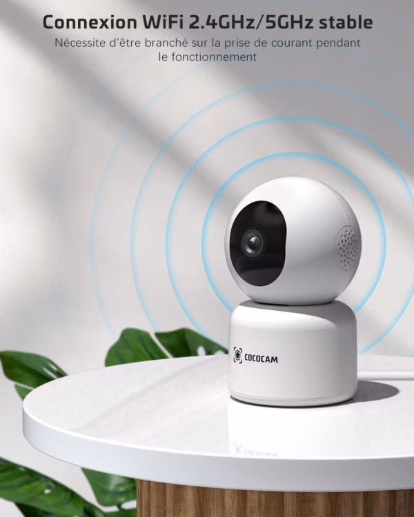 Caméra de surveillance intérieure Cococam 5MP – PTZ, suivi auto, 24/7