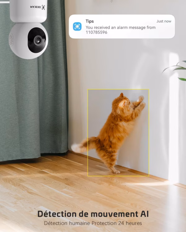 Caméra de surveillance intérieure Cococam 5MP – PTZ, suivi auto, 24/7