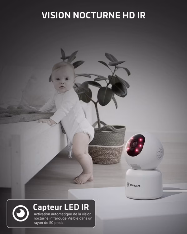 Caméra de surveillance intérieure Cococam 5MP – PTZ, suivi auto, 24/7