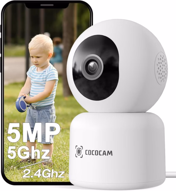 Caméra de surveillance intérieure Cococam 5MP – PTZ, suivi auto, 24/7