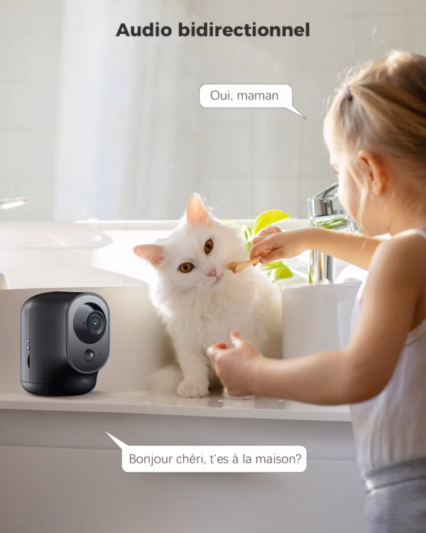 Caméra de surveillance intérieure Cococam 2K – PTZ, sur batterie