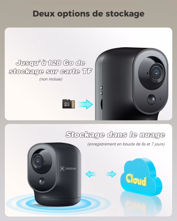Caméra de surveillance intérieure Cococam 2K – PTZ, sur batterie