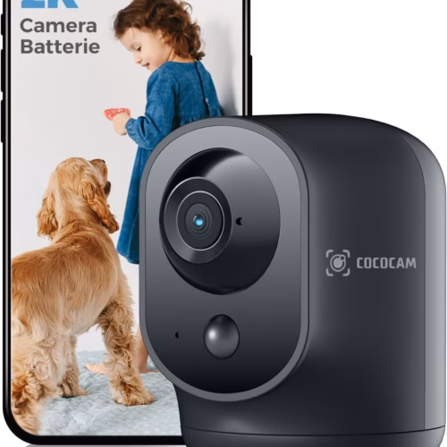 Caméra de surveillance intérieure Cococam 2K – PTZ, sur batterie