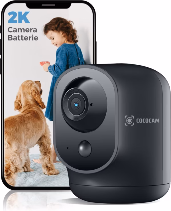 Caméra de surveillance intérieure Cococam 2K – PTZ, sur batterie