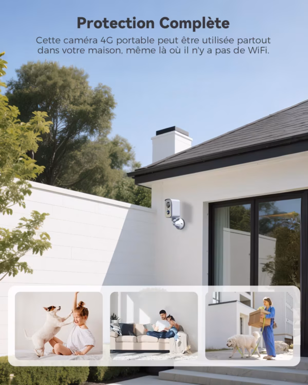 Caméra de surveillance 4G Cococam portable – base magnétique, PTZ 300°