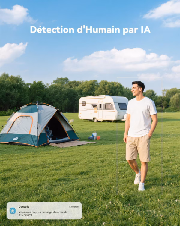 Caméra de surveillance 4G Cococam portable – base magnétique, PTZ 300°
