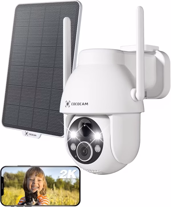 Caméra de surveillance solaire Cococam 2K WiFi – extérieure sans fil