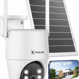 Caméra de surveillance solaire Cococam 2K AOV – PTZ, enregistrement 24/7