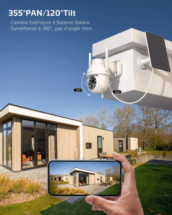 Caméra de surveillance solaire Cococam 2K WiFi – extérieure sans fil