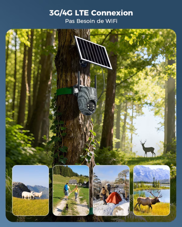 Caméra de surveillance 4G solaire Cococam – AOV 24/7, batterie 15000 mAh