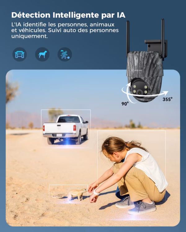 Caméra de surveillance 4G solaire Cococam – AOV 24/7, batterie 15000 mAh