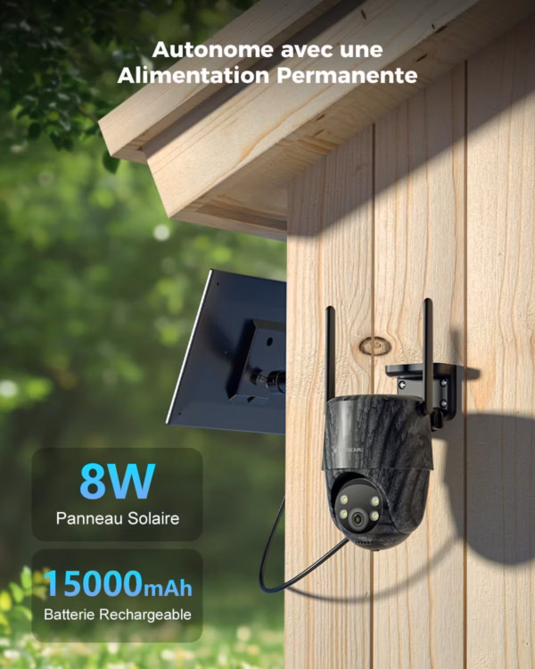 Caméra de surveillance 4G solaire Cococam – AOV 24/7, batterie 15000 mAh