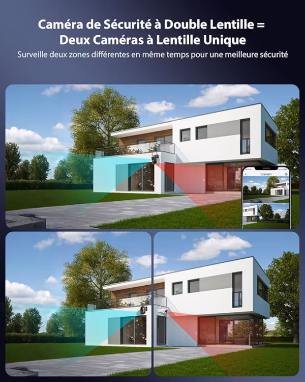 Caméra de surveillance solaire Cococam Q3 – double objectif 2K WiFi