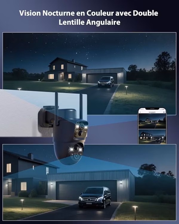 Caméra de surveillance solaire Cococam Q3 – double objectif 2K WiFi