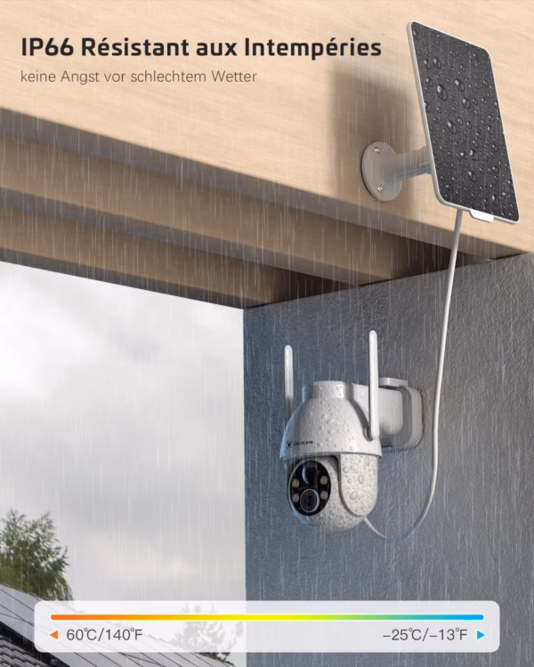 Caméra de surveillance solaire Cococam 2K WiFi – extérieure sans fil