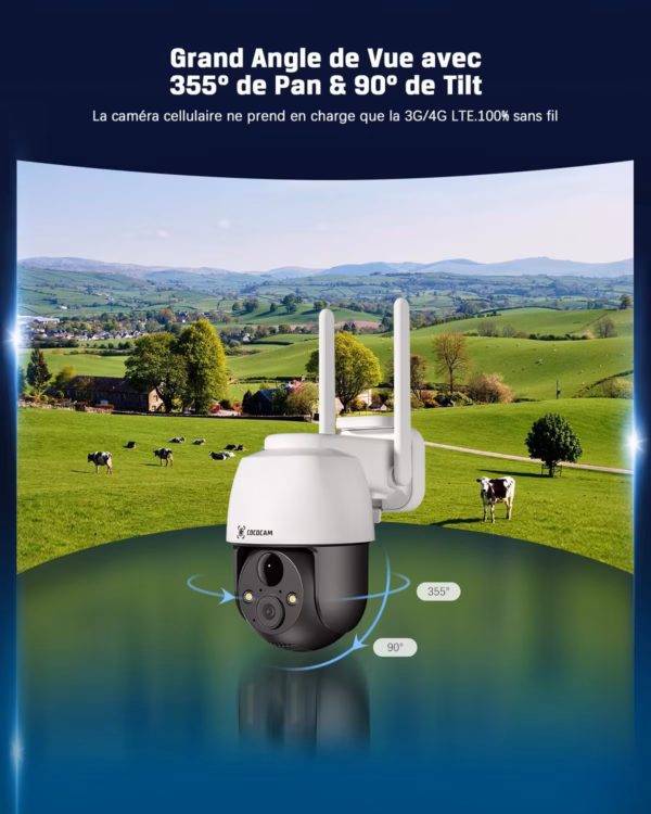 Caméra de surveillance 4G solaire Cococam – PTZ, sans WiFi