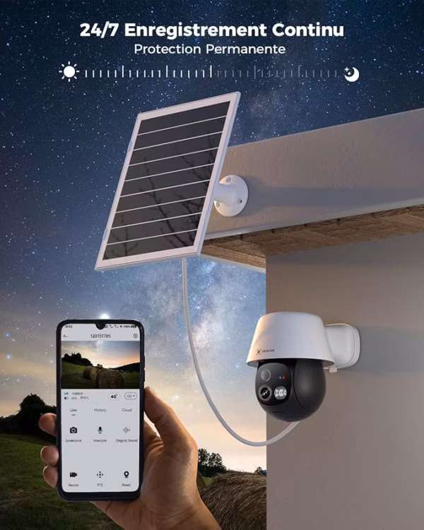 Caméra de surveillance 4G solaire Cococam – AOV 24/7, eSIM