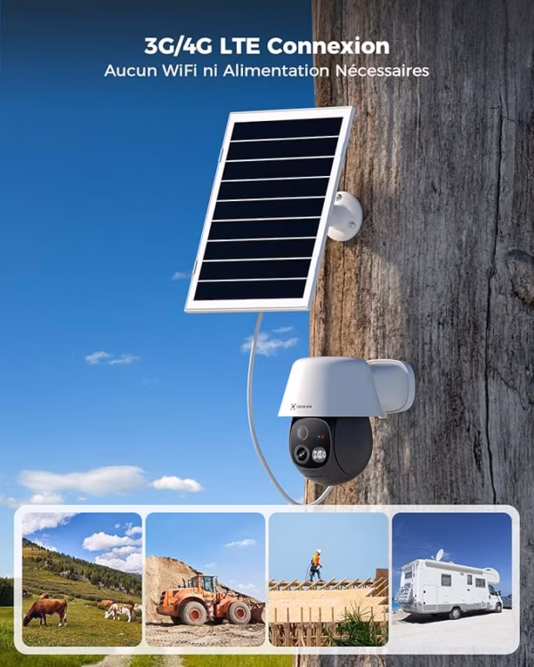Caméra de surveillance 4G solaire Cococam – AOV 24/7, eSIM