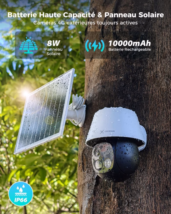 Caméra de surveillance 4G solaire Cococam – AOV 24/7, eSIM