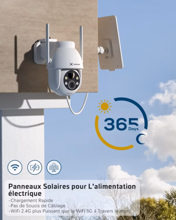 Caméra de surveillance solaire Cococam 2K WiFi – extérieure sans fil