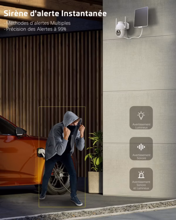 Caméra de surveillance solaire Cococam 2K WiFi – extérieure sans fil