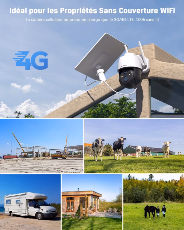 Caméra de surveillance 4G solaire Cococam – PTZ, sans WiFi