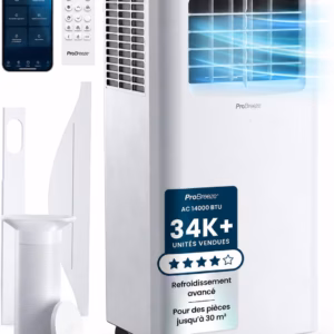 Climatiseur mobile Pro Breeze 14000 BTU – WiFi, 4-en-1, jusqu’à 40 m²