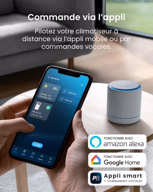 Climatiseur mobile Pro Breeze 14000 BTU – WiFi, 4-en-1, jusqu’à 40 m²