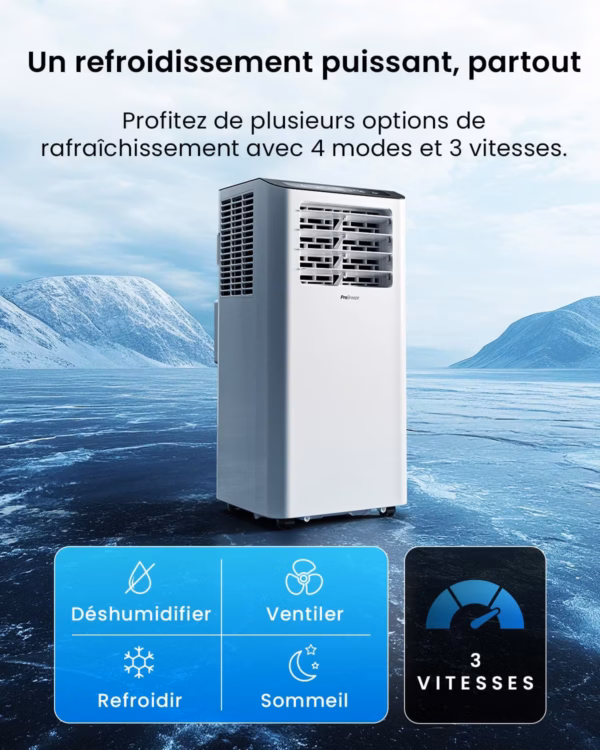 Climatiseur mobile Pro Breeze 14000 BTU – WiFi, 4-en-1, jusqu’à 40 m²