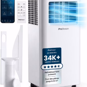 Climatiseur mobile Pro Breeze 9000 BTU – WiFi, 4-en-1, jusqu’à 22 m²