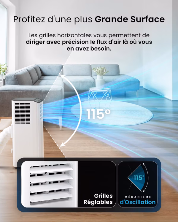 Climatiseur mobile Pro Breeze 9000 BTU – WiFi, 4-en-1, jusqu’à 22 m²