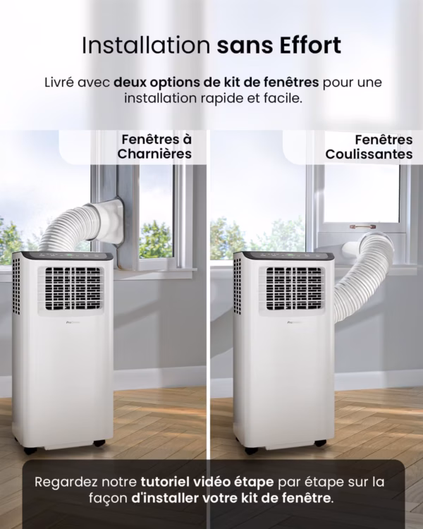 Climatiseur mobile Pro Breeze 9000 BTU – WiFi, 4-en-1, jusqu’à 22 m²
