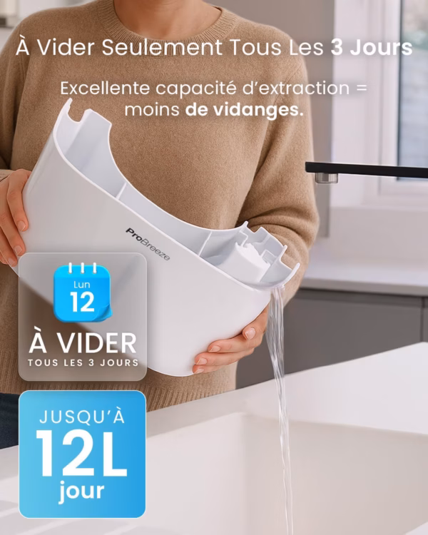 Déshumidificateur connecté Pro Breeze 12L – WiFi, ultra-silencieux 38 dB