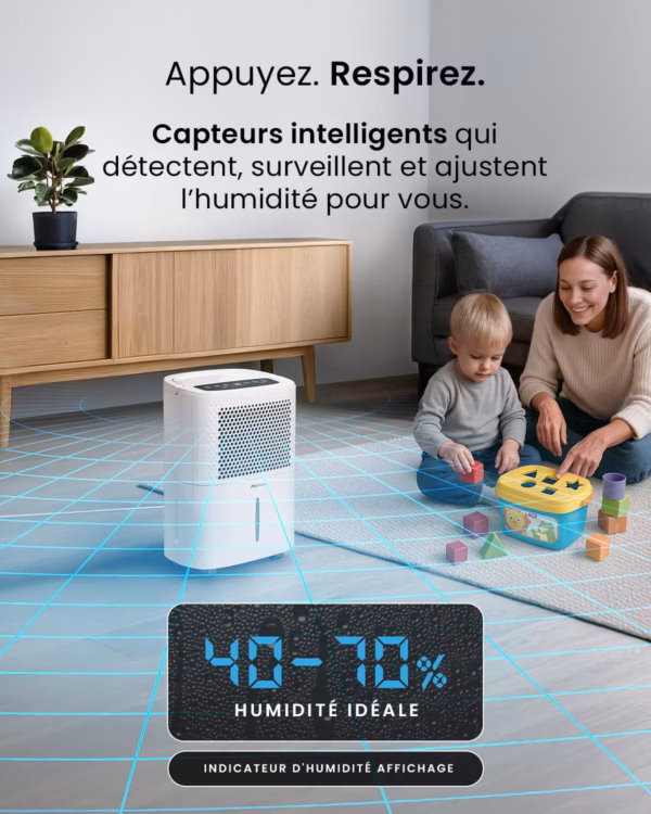 Déshumidificateur connecté Pro Breeze 12L – WiFi, ultra-silencieux 38 dB