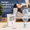 Déshumidificateur Pro Breeze 12L silencieux – écran tactile, 40 dB