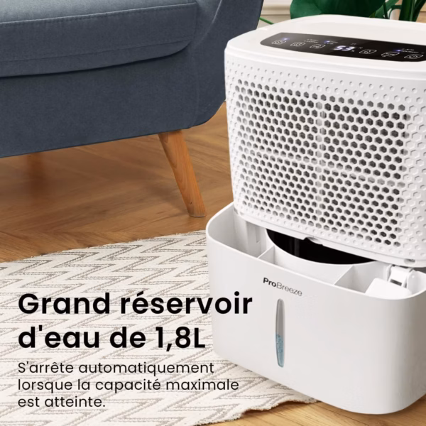 Déshumidificateur Pro Breeze 12L silencieux – écran tactile, 40 dB