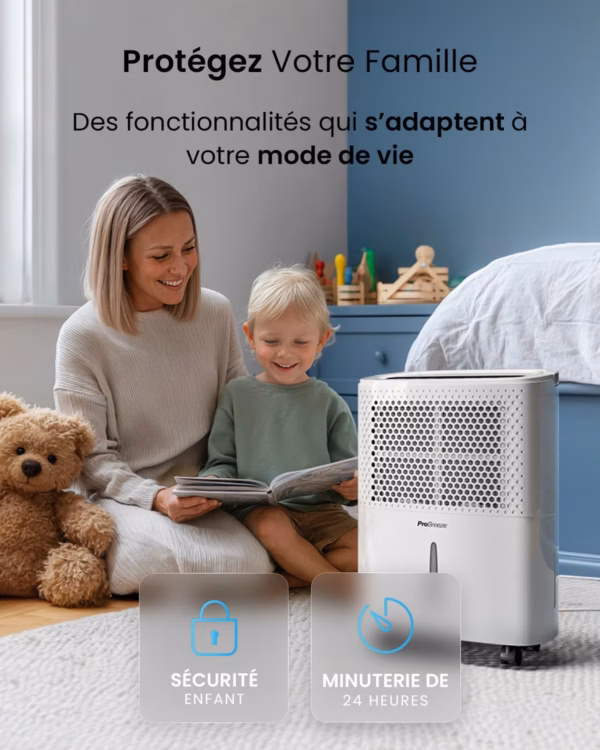 Déshumidificateur Pro Breeze 12L silencieux – écran tactile, 40 dB