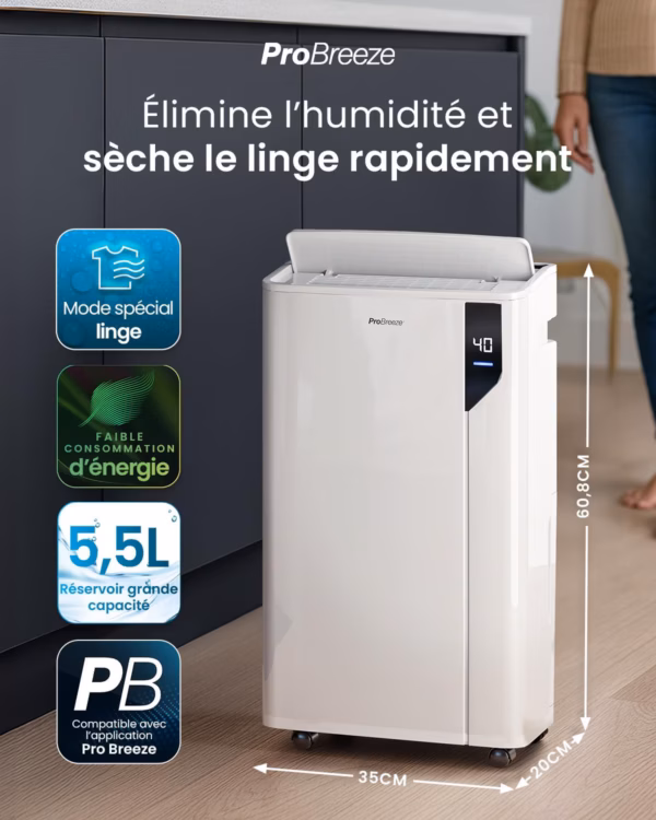 Déshumidificateur Pro Breeze 20L PB-D-23 – WiFi, oscillation 90°