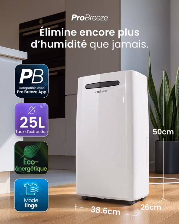 Déshumidificateur Pro Breeze 25L PB-D-37W – WiFi, mode sèche-linge