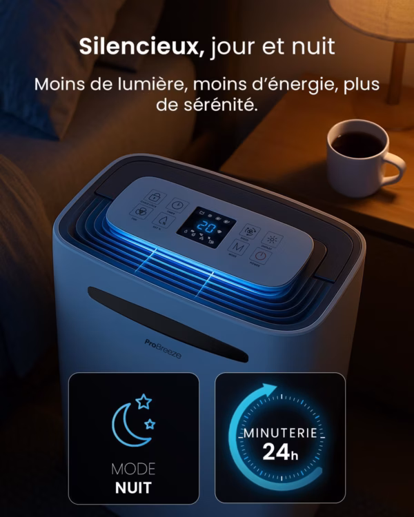 Déshumidificateur Pro Breeze 25L PB-D-37W – WiFi, mode sèche-linge