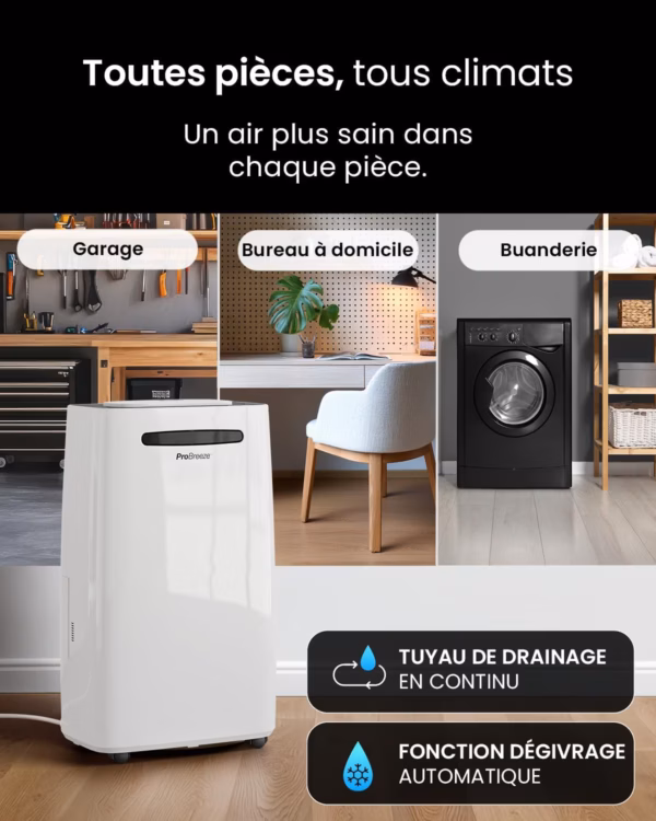 Déshumidificateur Pro Breeze 25L PB-D-37W – WiFi, mode sèche-linge