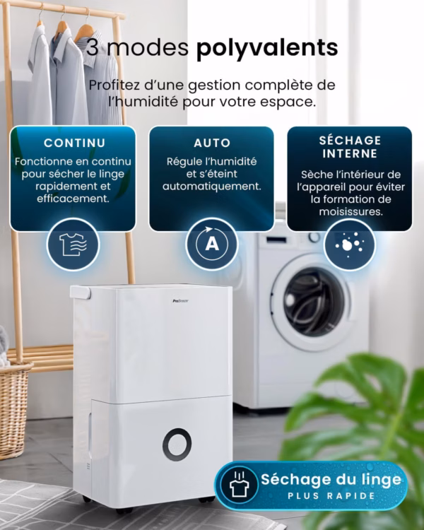 Déshumidificateur Pro Breeze 30L – WiFi, grandes surfaces jusqu’à 50 m²