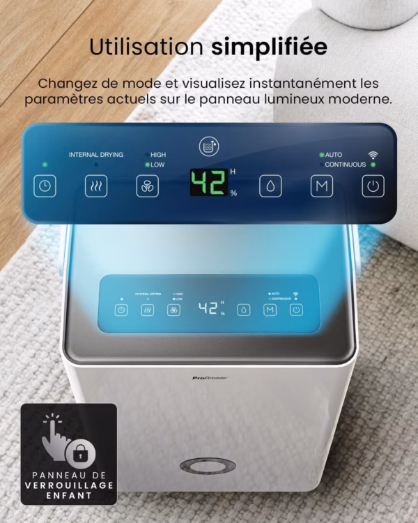 Déshumidificateur Pro Breeze 30L – WiFi, grandes surfaces jusqu’à 50 m²