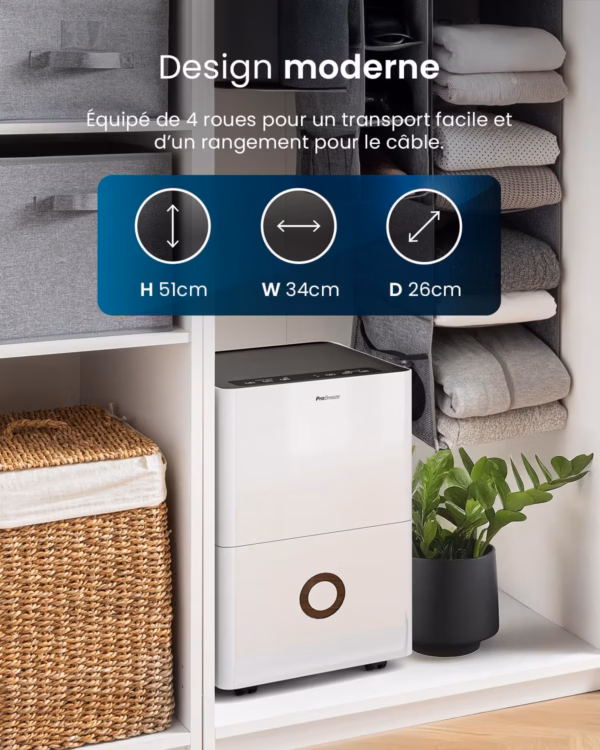 Déshumidificateur Pro Breeze 30L – WiFi, grandes surfaces jusqu’à 50 m²