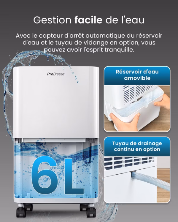 Déshumidificateur Pro Breeze 6L PB-D-26 – mini compact, silencieux