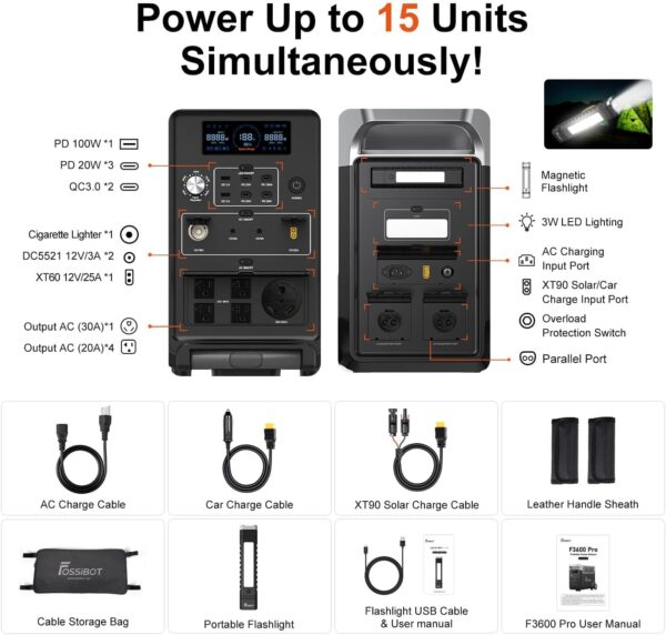 Fossibot F3600 Pro + panneau solaire 420W - opvouwbaar zonnepaneel - image 11 Fossibot F3600 Pro + panneau solaire 420W - opvouwbaar zonnepaneel