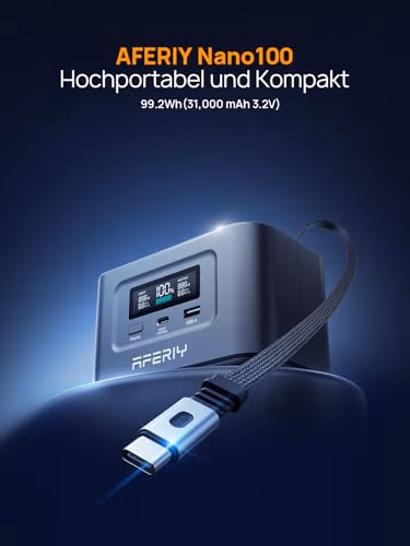 AFERIY Nano100 Powerbank - 99,2 Wh, USB-C 100 W - 2 AFERIY Nano100 Powerbank - 99,2 Wh, USB-C 100 W - 2