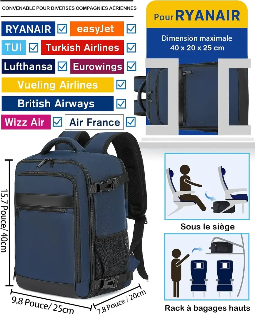 KLOSTAIN Premium 20 L 40 x 20 x 25 cm — Marineblau — Auf die Messbox gerechnet