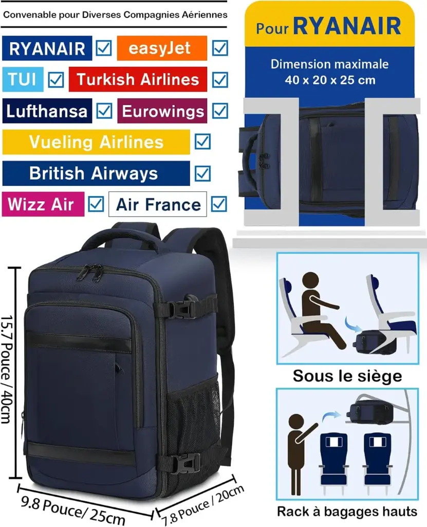 KLOSTAIN 20 L 40 x 20 x 25 cm — Marineblau — Auf die Messbox gerechnet
