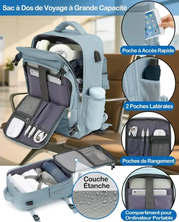 klostain-sac-dos-cabine-40x20x25-20l-couleur-pure-4 Sac à dos cabine KLOSTAIN 40x20x25 cm 20L – Couleur Pure